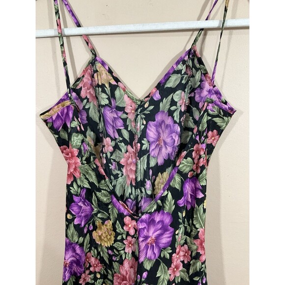 VTG Womens Floral Mini Slip Dress S Purple 90s Whimsigoth Grunge Dark Cottage - Picture 4 of 6